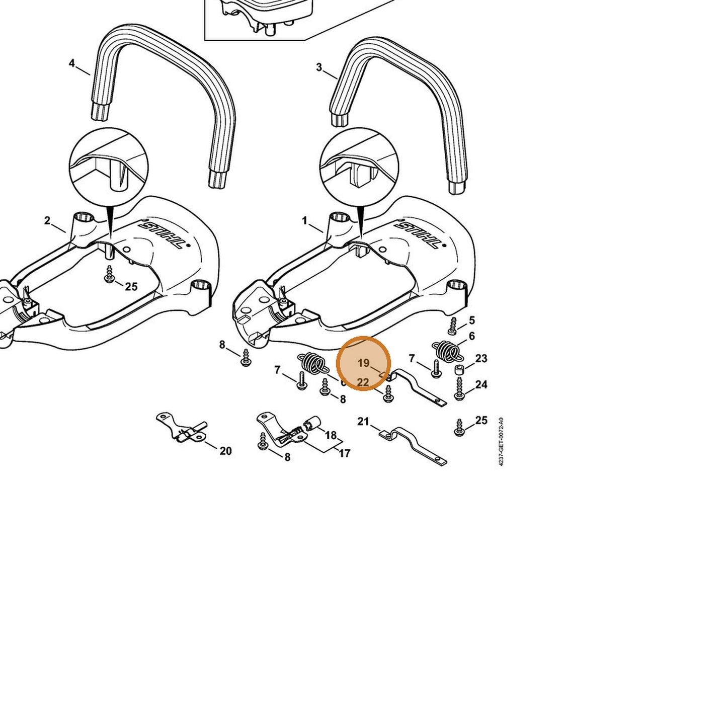 STIHL part 4237-792-1101 — IPL diagram snippet (6x zoom, amber highlight)
