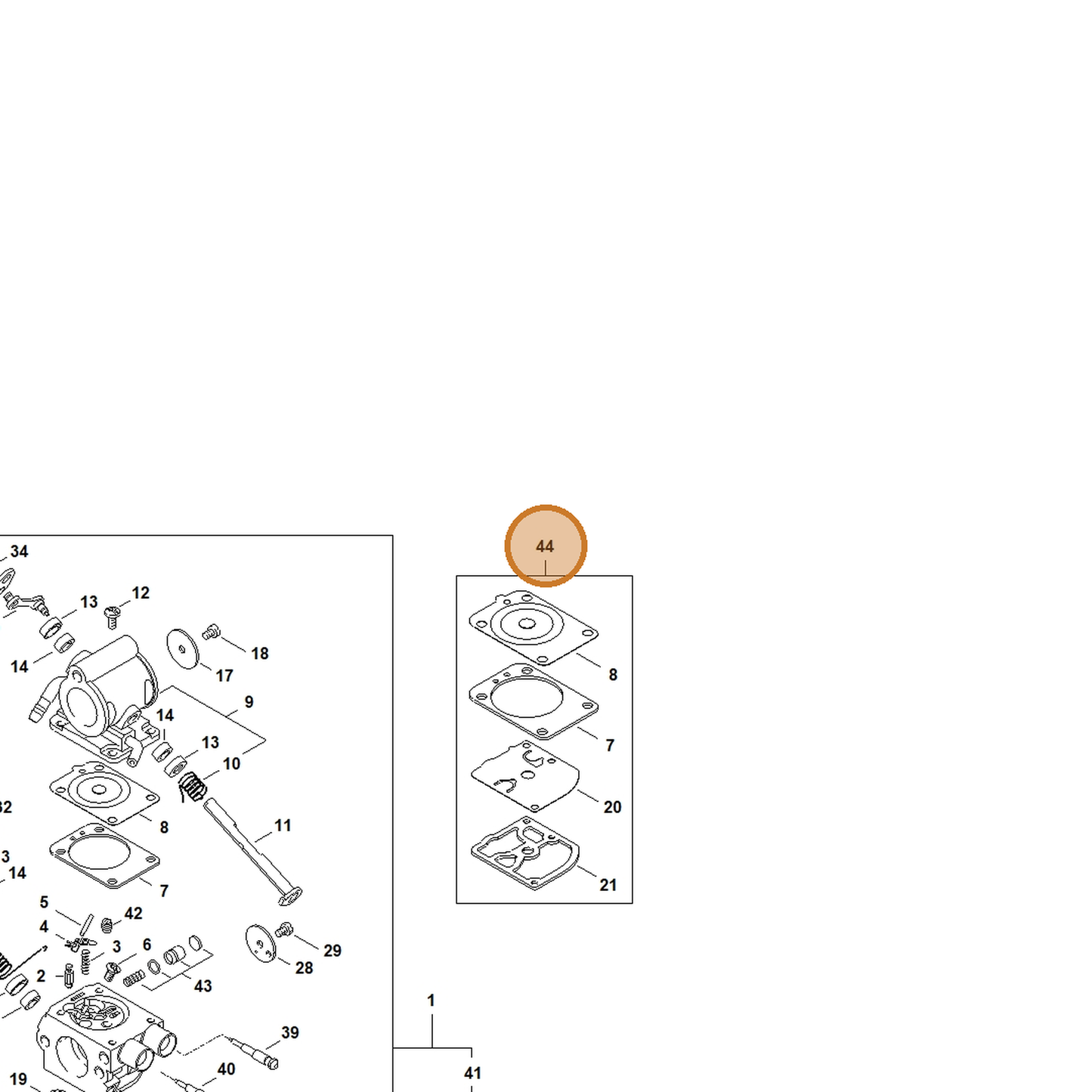 STIHL part 4238-007-1060 — IPL diagram snippet (6x zoom, amber highlight)