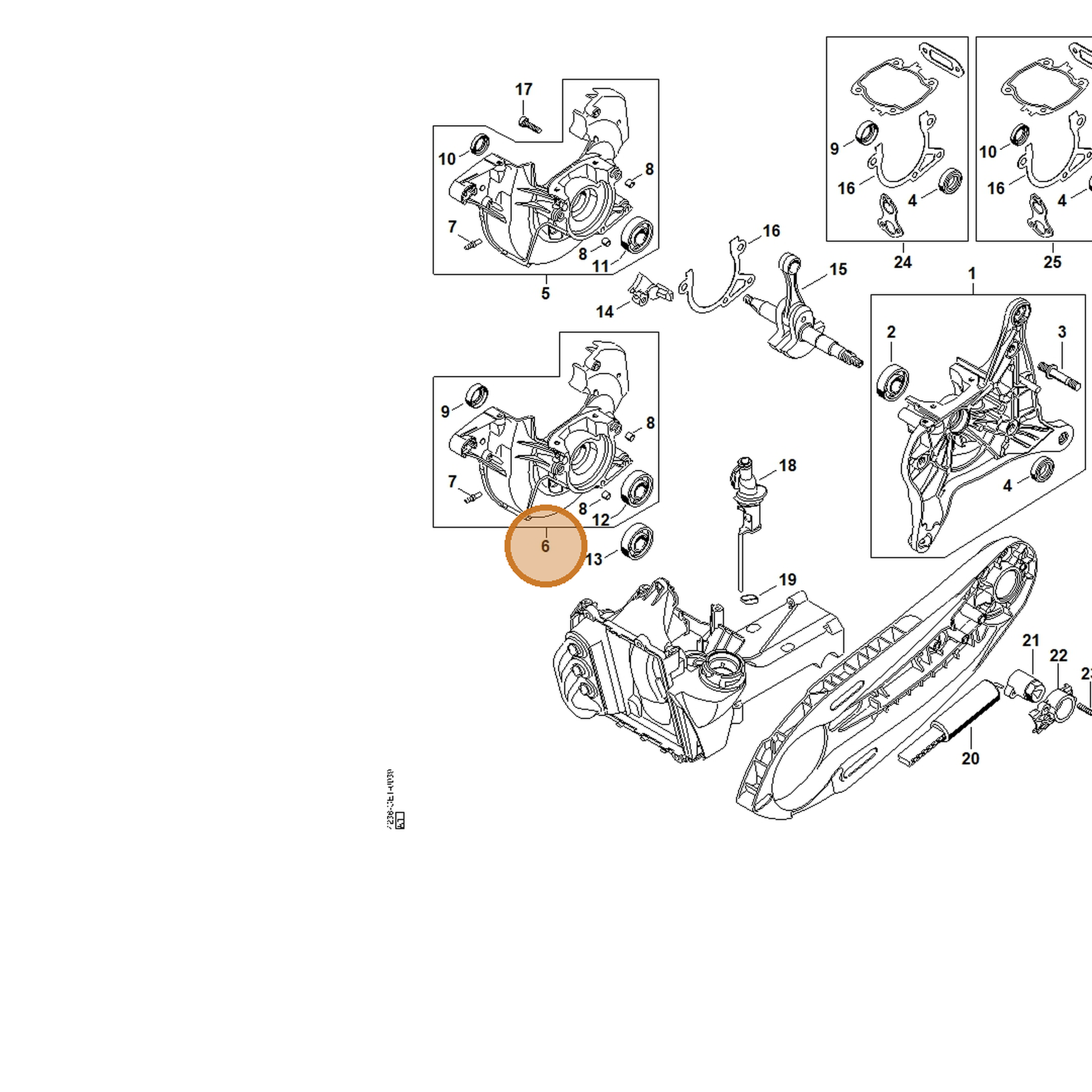 STIHL part 4238-020-2613 — IPL diagram snippet (6x zoom, amber highlight)