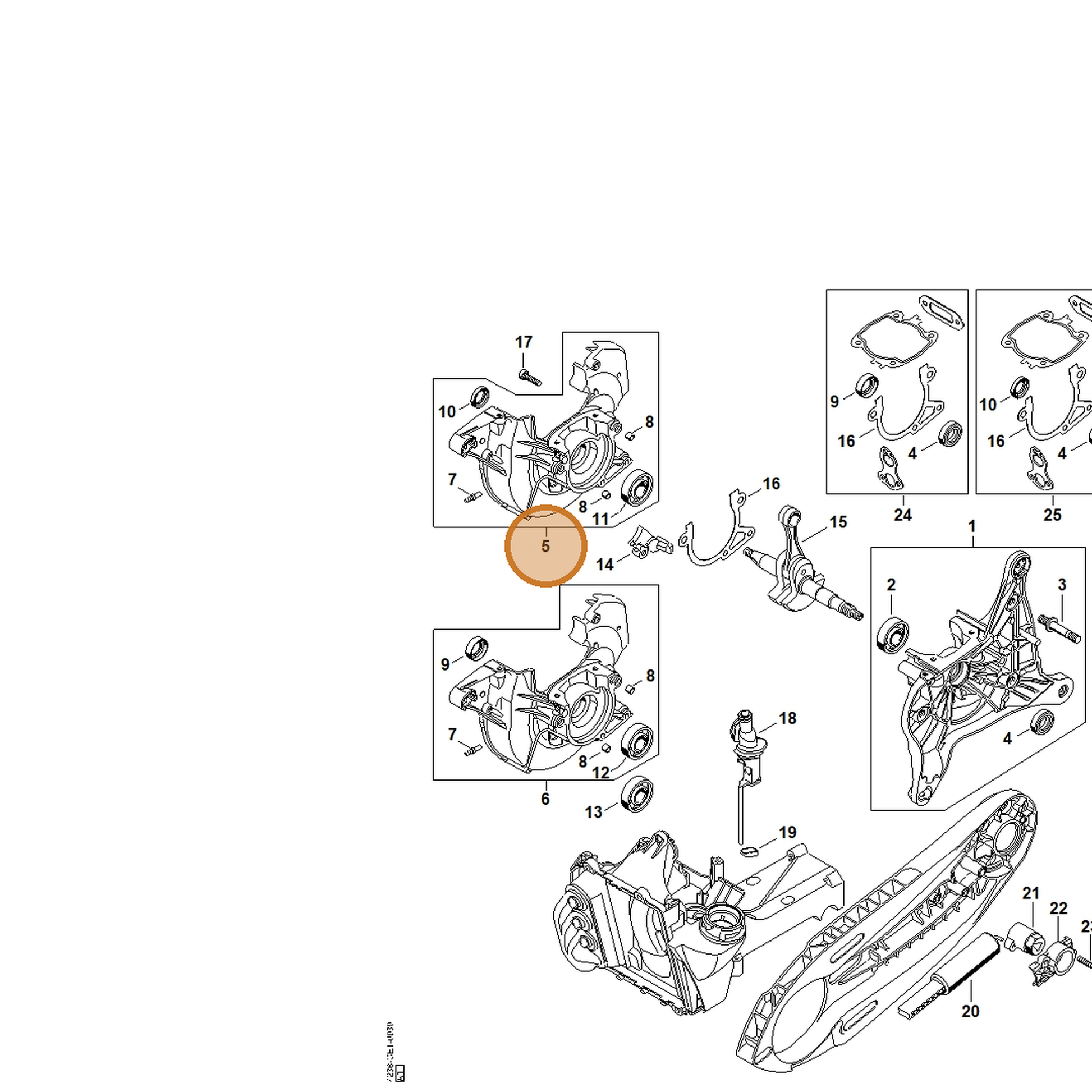 STIHL part 4238-020-2614 — IPL diagram snippet (6x zoom, amber highlight)