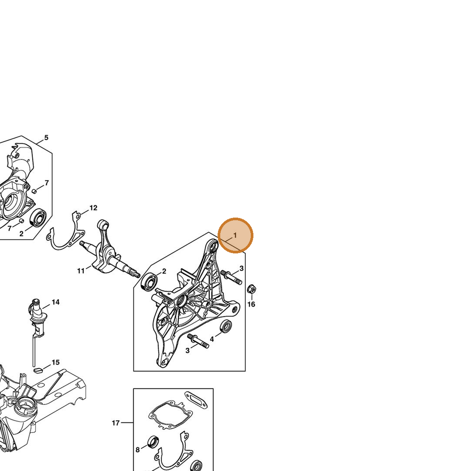 STIHL part 4238-020-2910 — IPL diagram snippet (6x zoom, amber highlight)