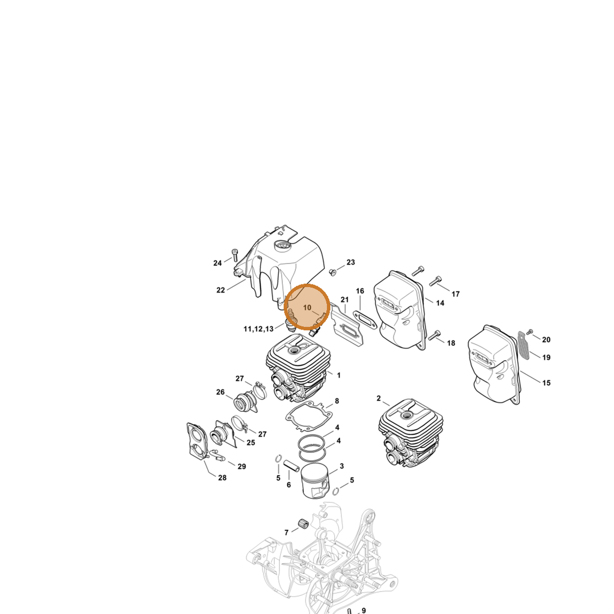 STIHL part 4238-020-9400 — IPL diagram snippet (6x zoom, amber highlight)