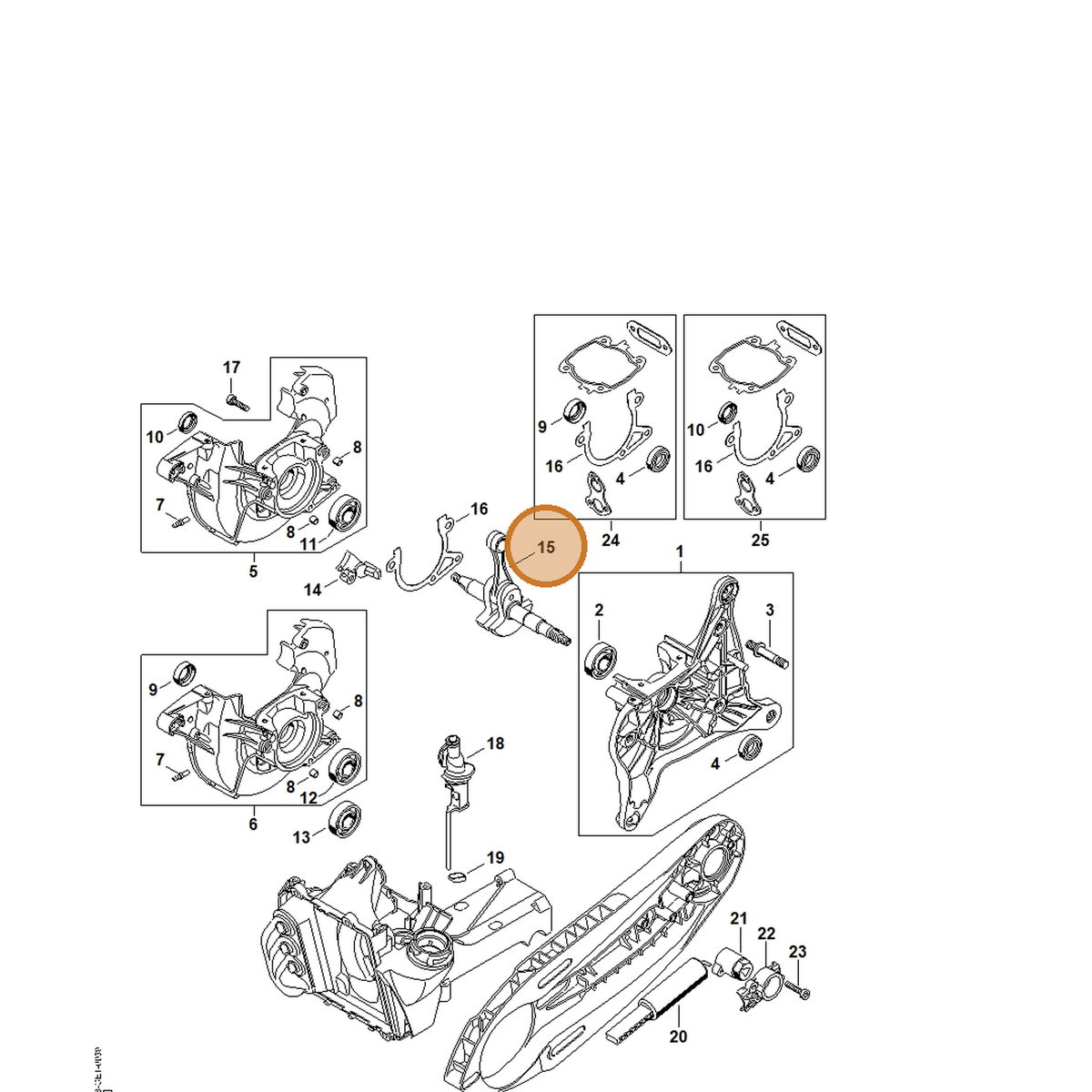 STIHL part 4238-030-0400 — IPL diagram snippet (6x zoom, amber highlight)