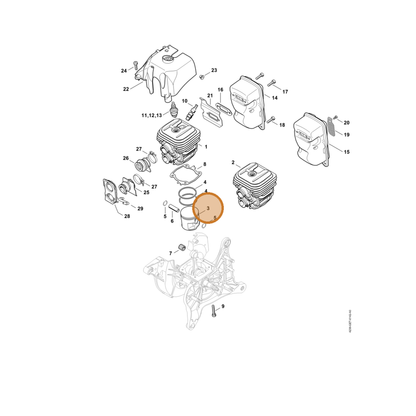 STIHL part 4238-030-2008 — IPL diagram snippet (6x zoom, amber highlight)