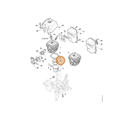 STIHL part 4238-034-3000 — IPL diagram snippet (6x zoom, amber highlight)