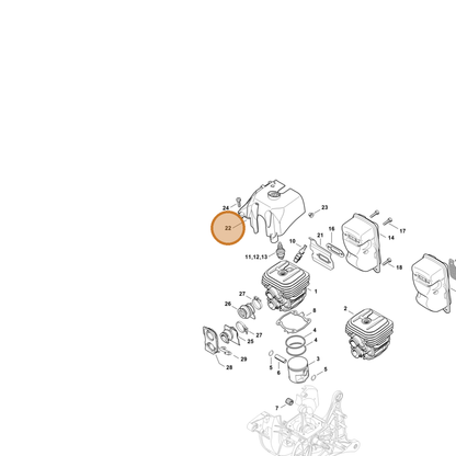 STIHL part 4238-080-0900 — IPL diagram snippet (6x zoom, amber highlight)