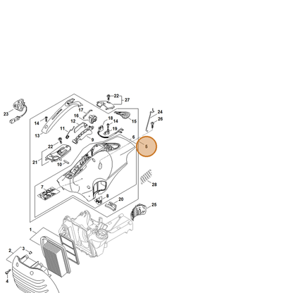 STIHL part 4238-080-1604 — IPL diagram snippet (6x zoom, amber highlight)