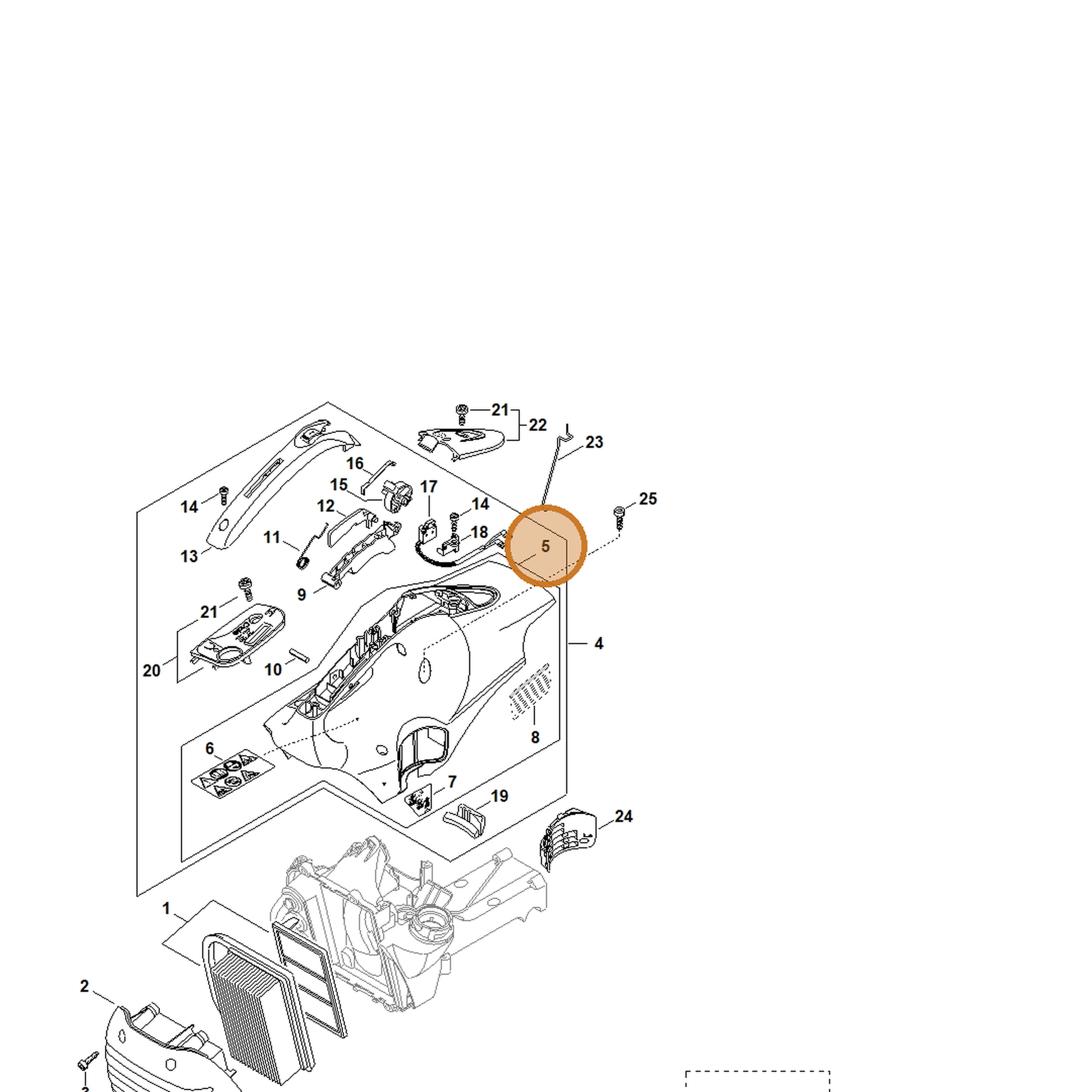 STIHL part 4238-080-1613 — IPL diagram snippet (6x zoom, amber highlight)