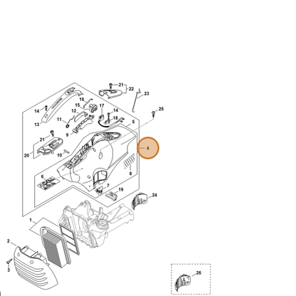 STIHL part 4238-080-1614 — IPL diagram snippet (6x zoom, amber highlight)