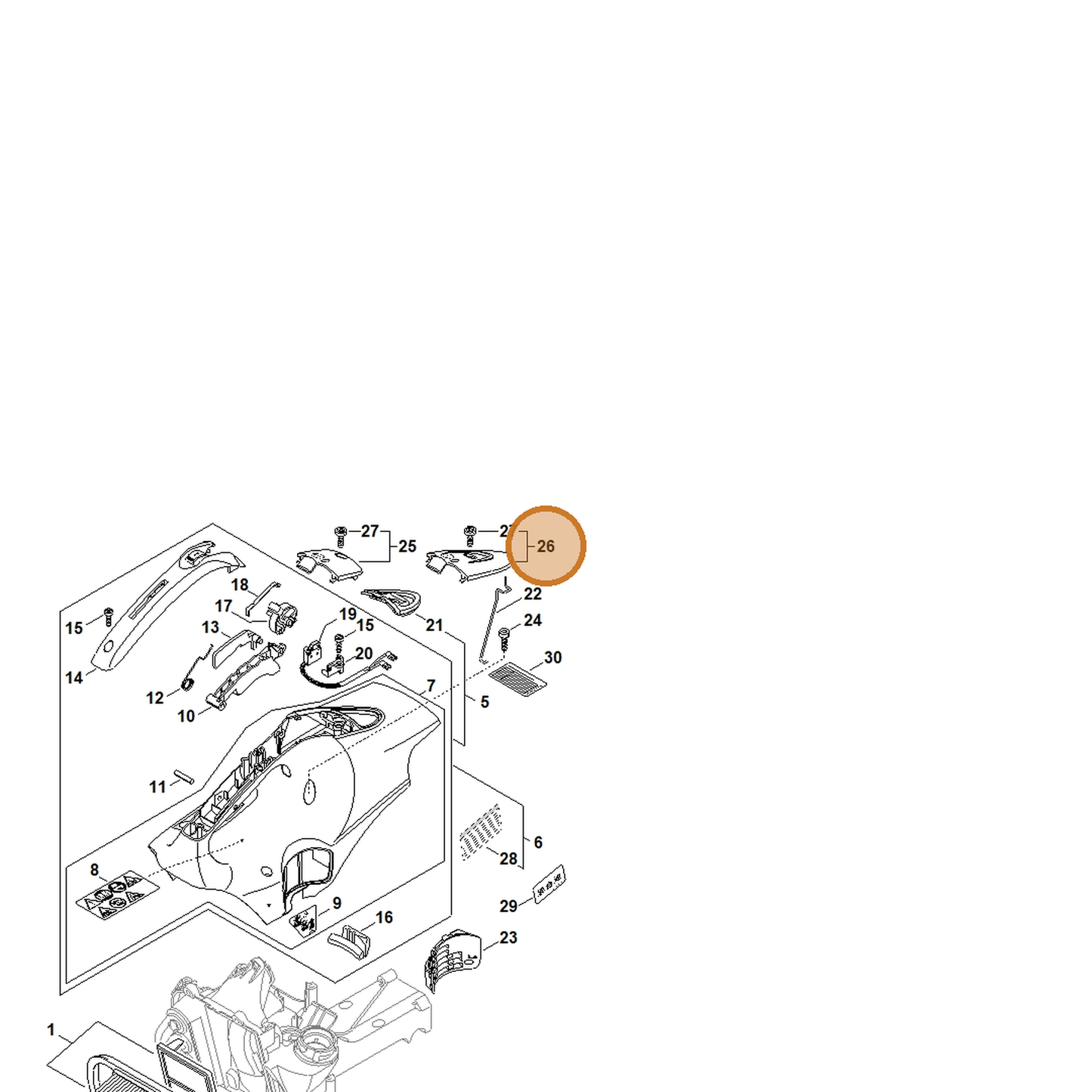 STIHL part 4238-080-2202 — IPL diagram snippet (6x zoom, amber highlight)
