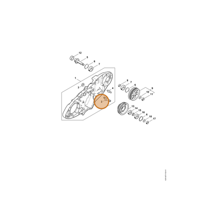 STIHL part 4238-084-6500 — IPL diagram snippet (6x zoom, amber highlight)