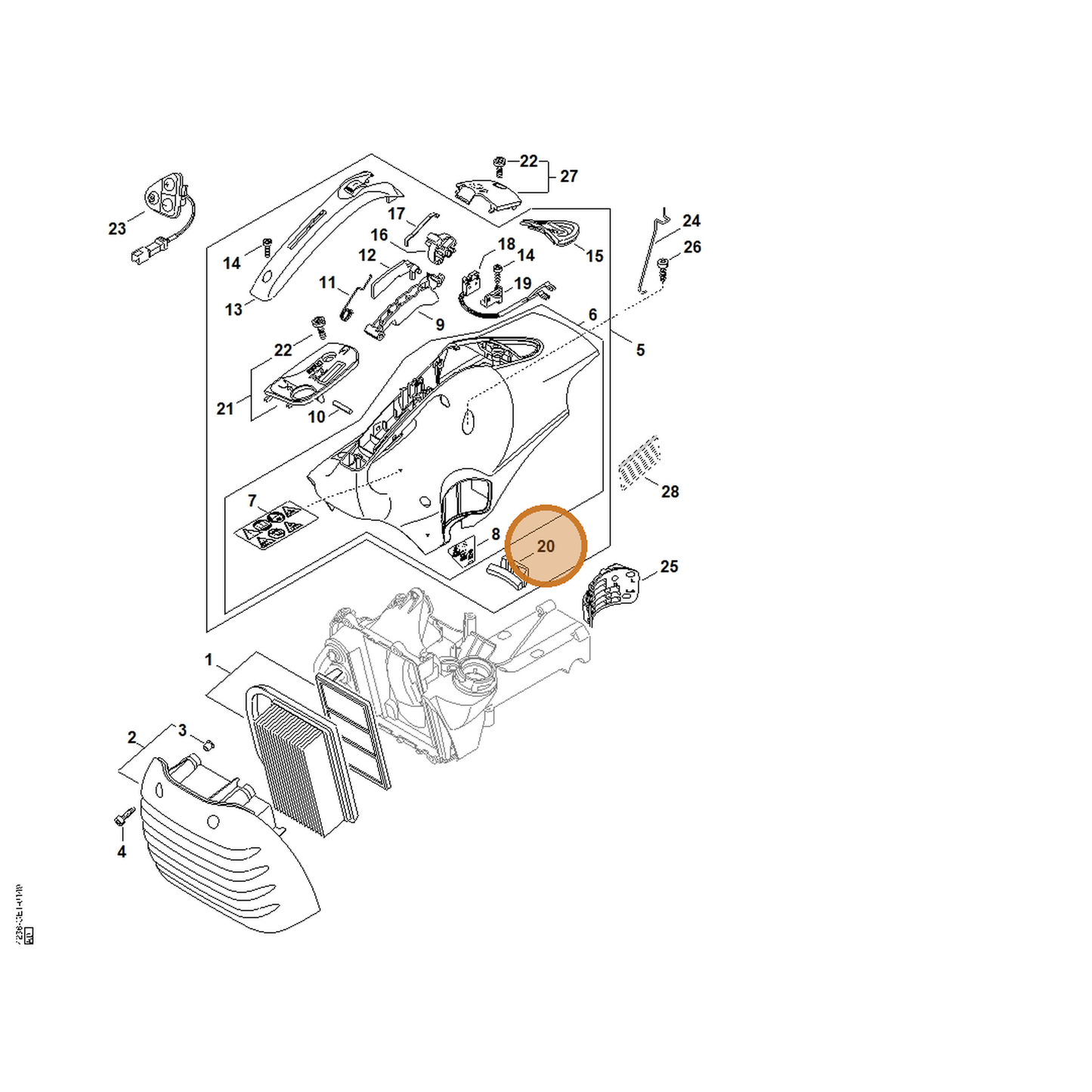 STIHL part 4238-087-8301 — IPL diagram snippet (6x zoom, amber highlight)