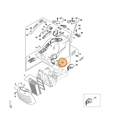STIHL part 4238-087-8302 — IPL diagram snippet (6x zoom, amber highlight)