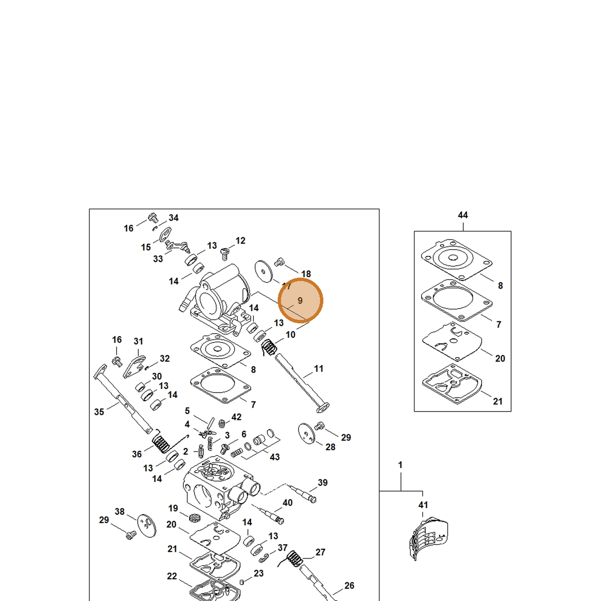 STIHL part 4238-120-0850 — IPL diagram snippet (6x zoom, amber highlight)