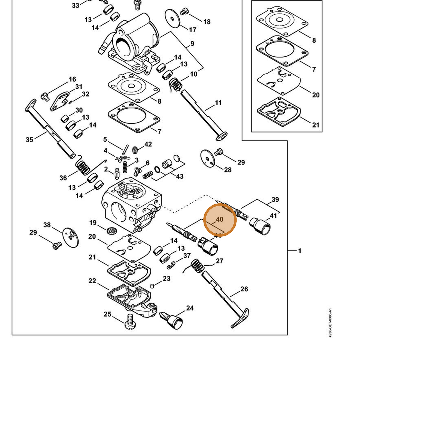 STIHL part 4238-120-6700 — IPL diagram snippet (6x zoom, amber highlight)