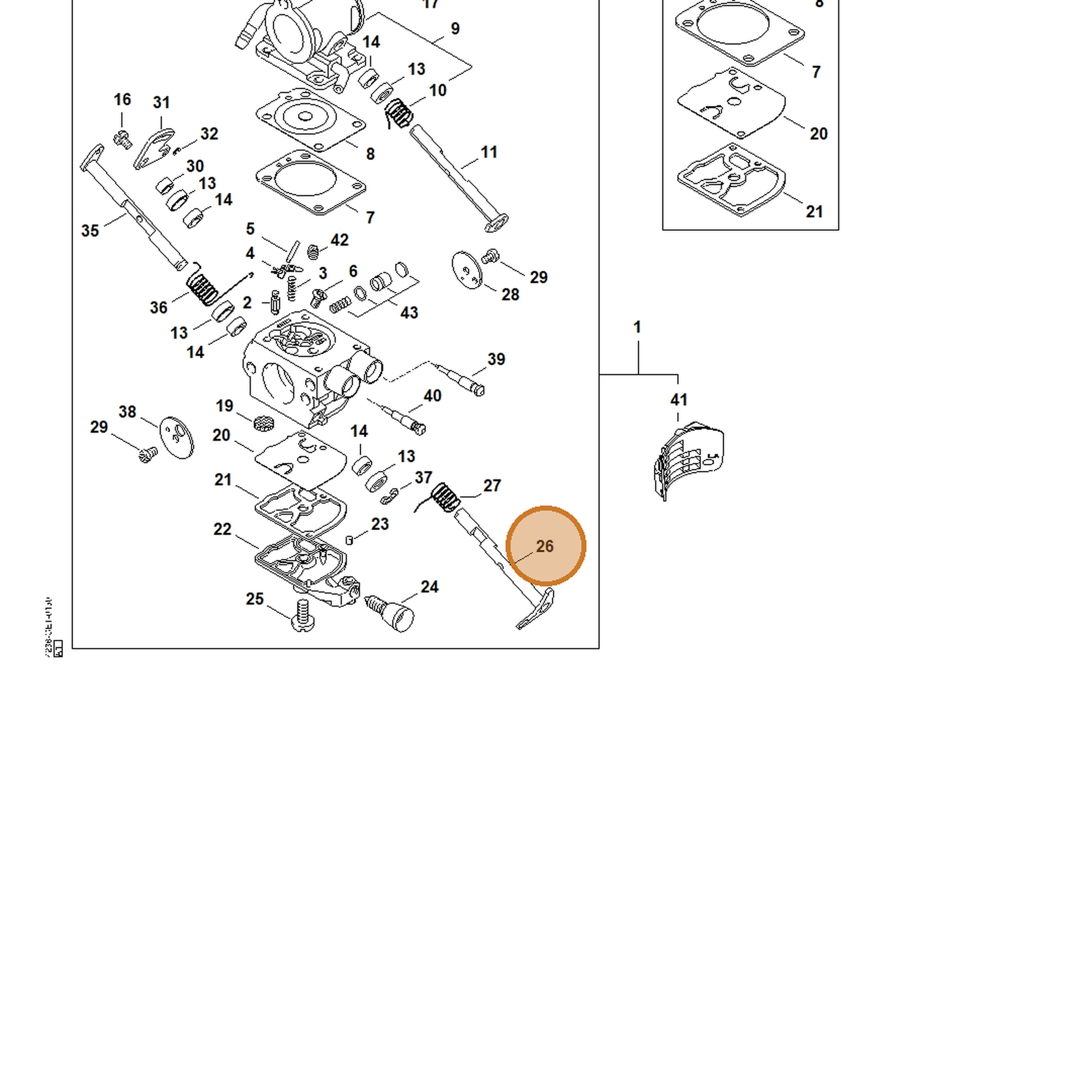 STIHL part 4238-120-7100 — IPL diagram snippet (6x zoom, amber highlight)