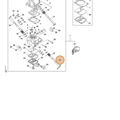 STIHL part 4238-120-7100 — IPL diagram snippet (6x zoom, amber highlight)