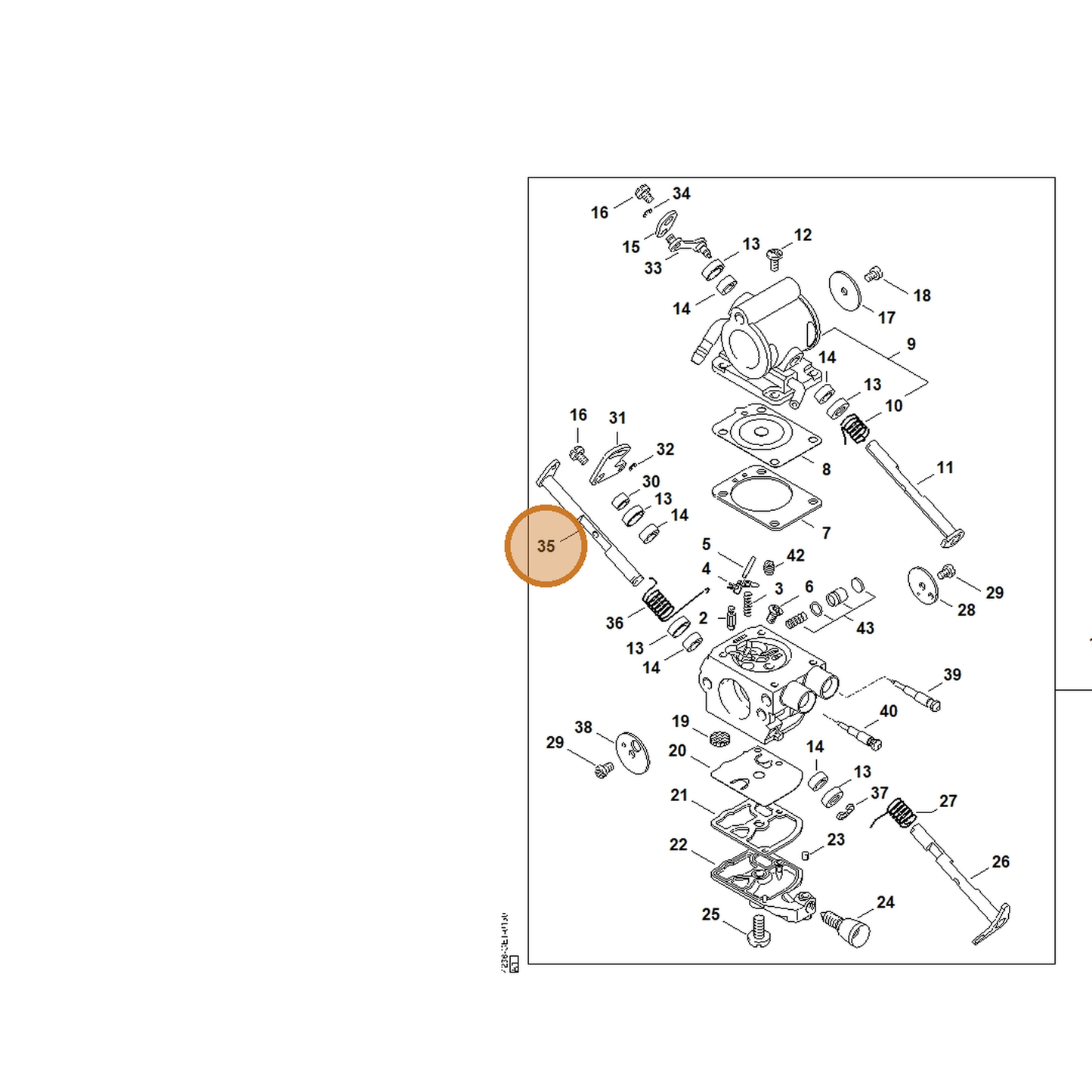 STIHL part 4238-120-7200 — IPL diagram snippet (6x zoom, amber highlight)