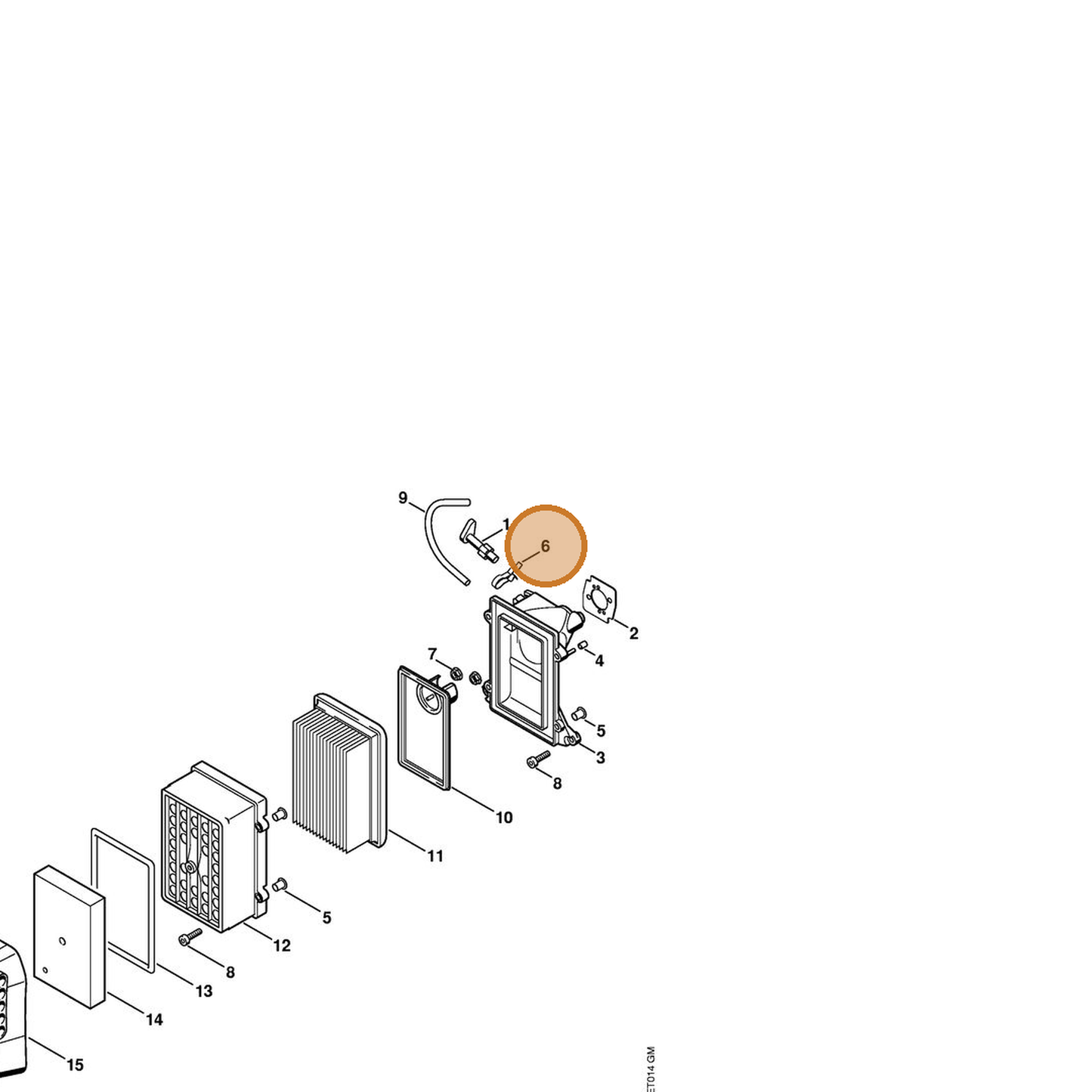 STIHL part 4238-121-2400 — IPL diagram snippet (6x zoom, amber highlight)