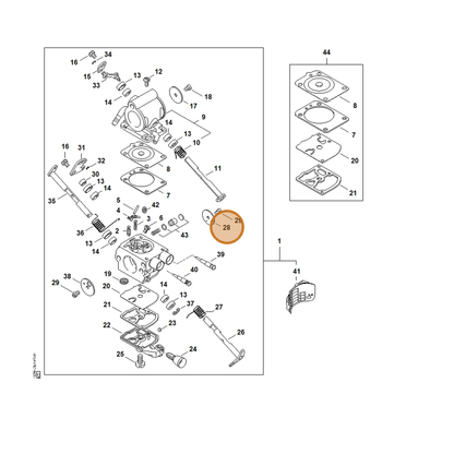 STIHL part 4238-121-3300 — IPL diagram snippet (6x zoom, amber highlight)