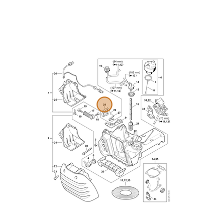 STIHL part 4238-121-6100 — IPL diagram snippet (6x zoom, amber highlight)