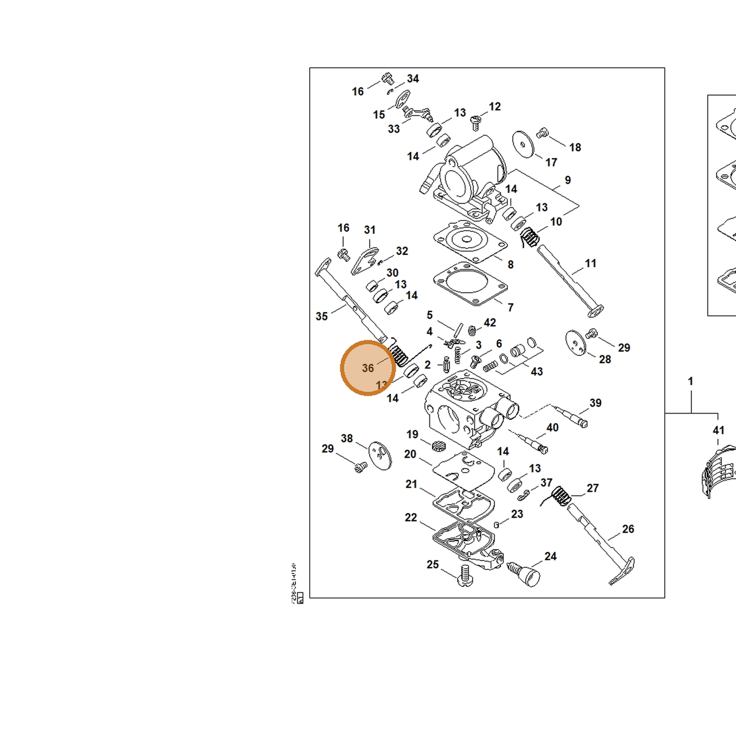 STIHL part 4238-122-3200 — IPL diagram snippet (6x zoom, amber highlight)