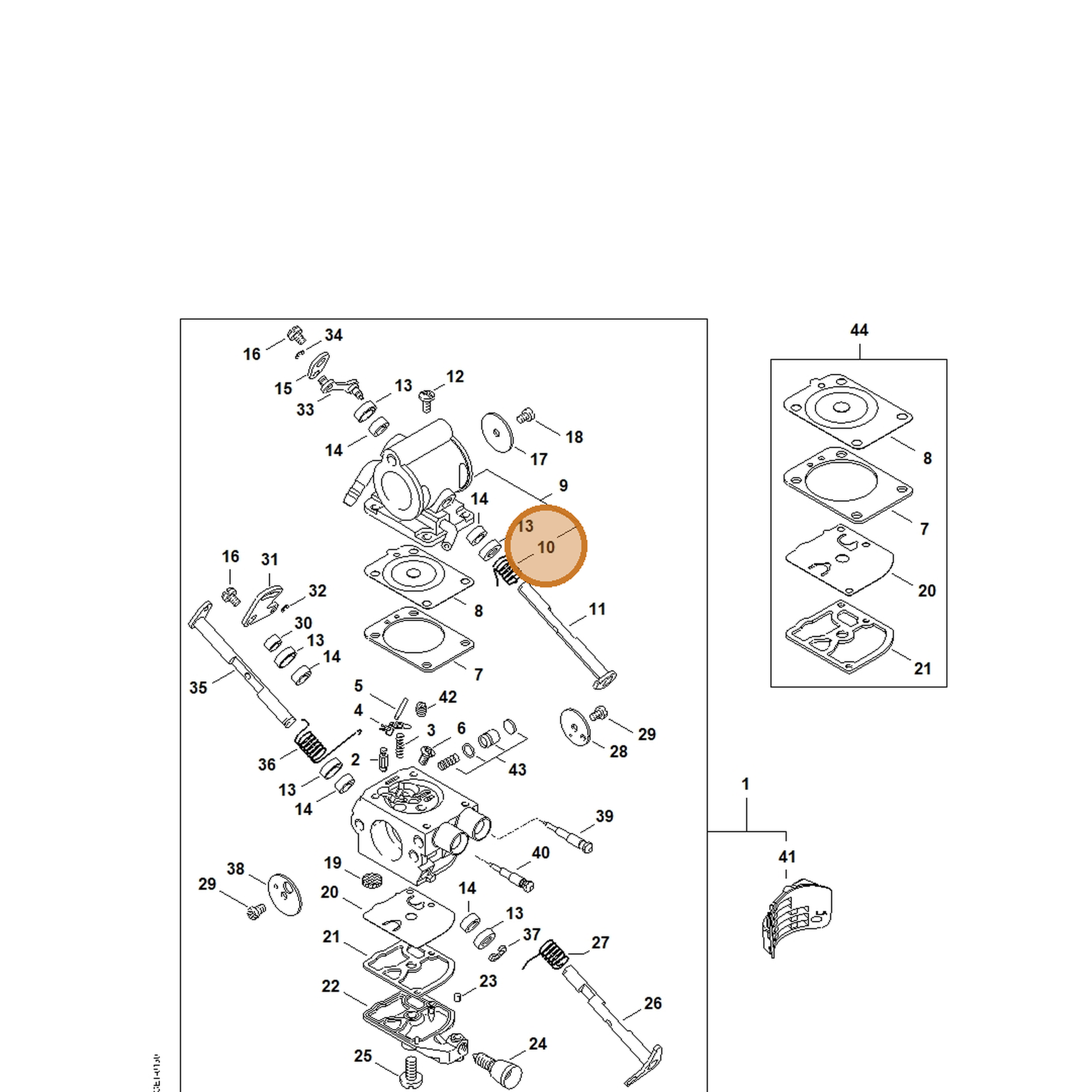 STIHL part 4238-122-3202 — IPL diagram snippet (6x zoom, amber highlight)