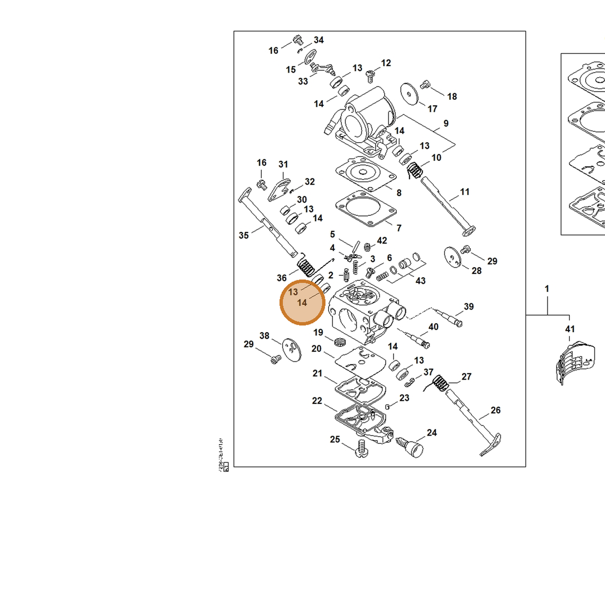 STIHL part 4238-122-3600 — IPL diagram snippet (6x zoom, amber highlight)