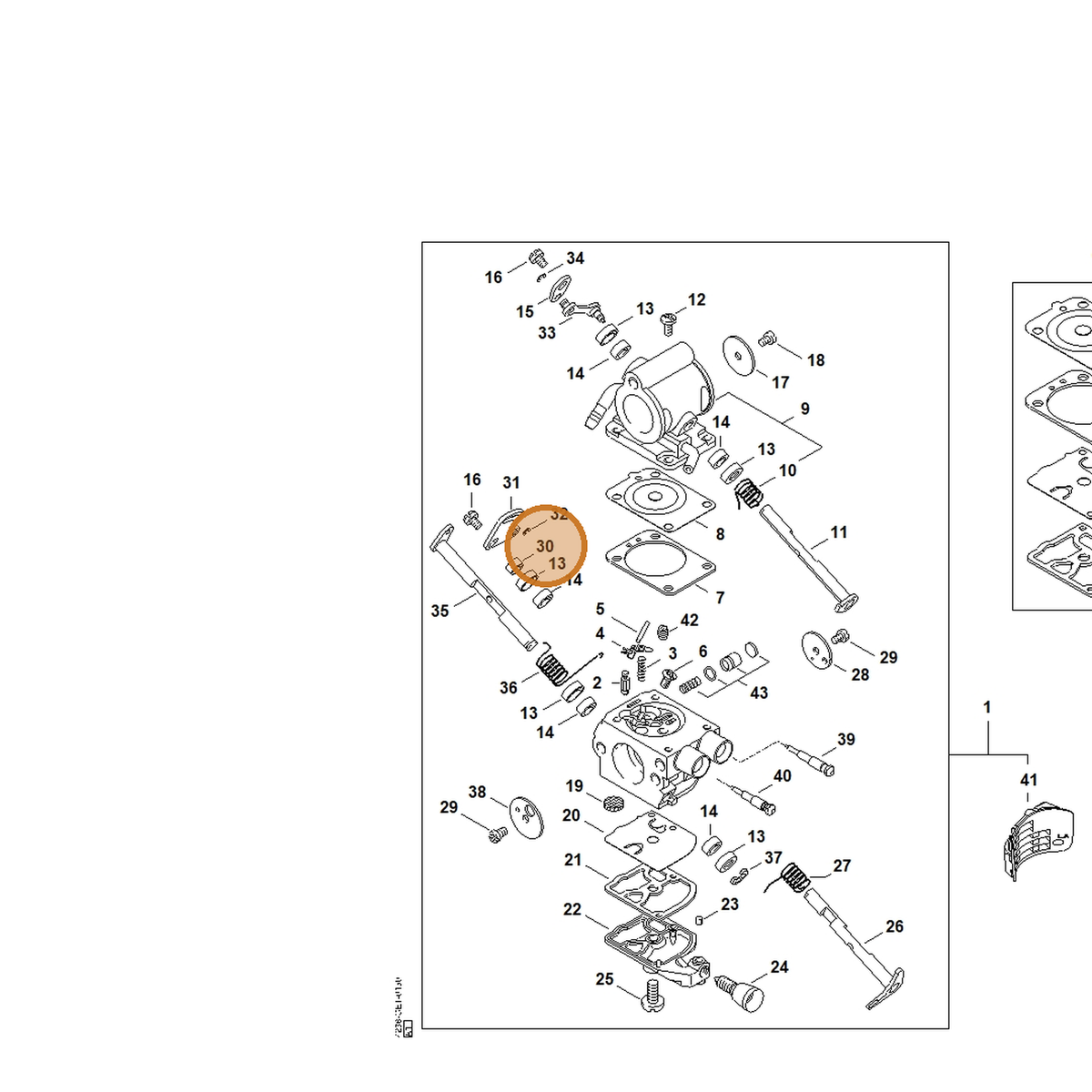 STIHL part 4238-122-5000 — IPL diagram snippet (6x zoom, amber highlight)