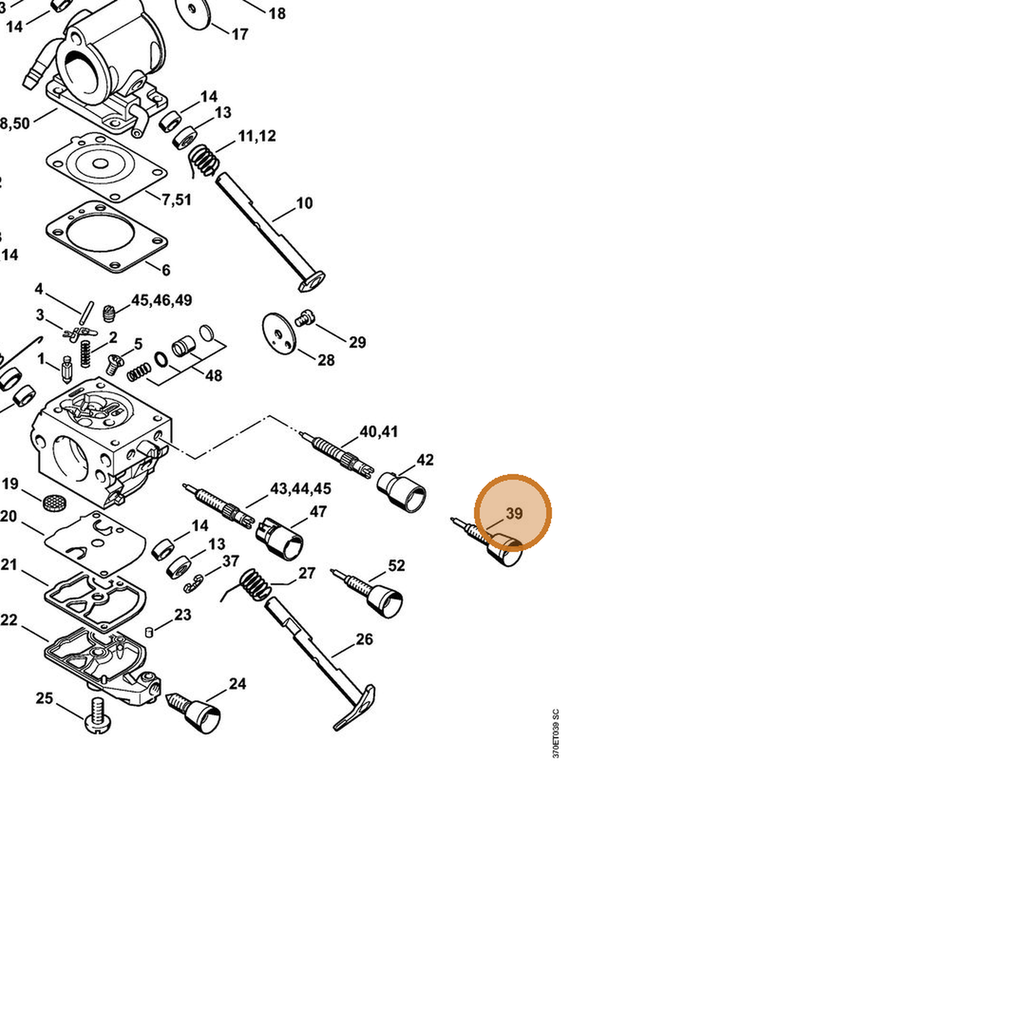 STIHL part 4238-122-6800 — IPL diagram snippet (6x zoom, amber highlight)
