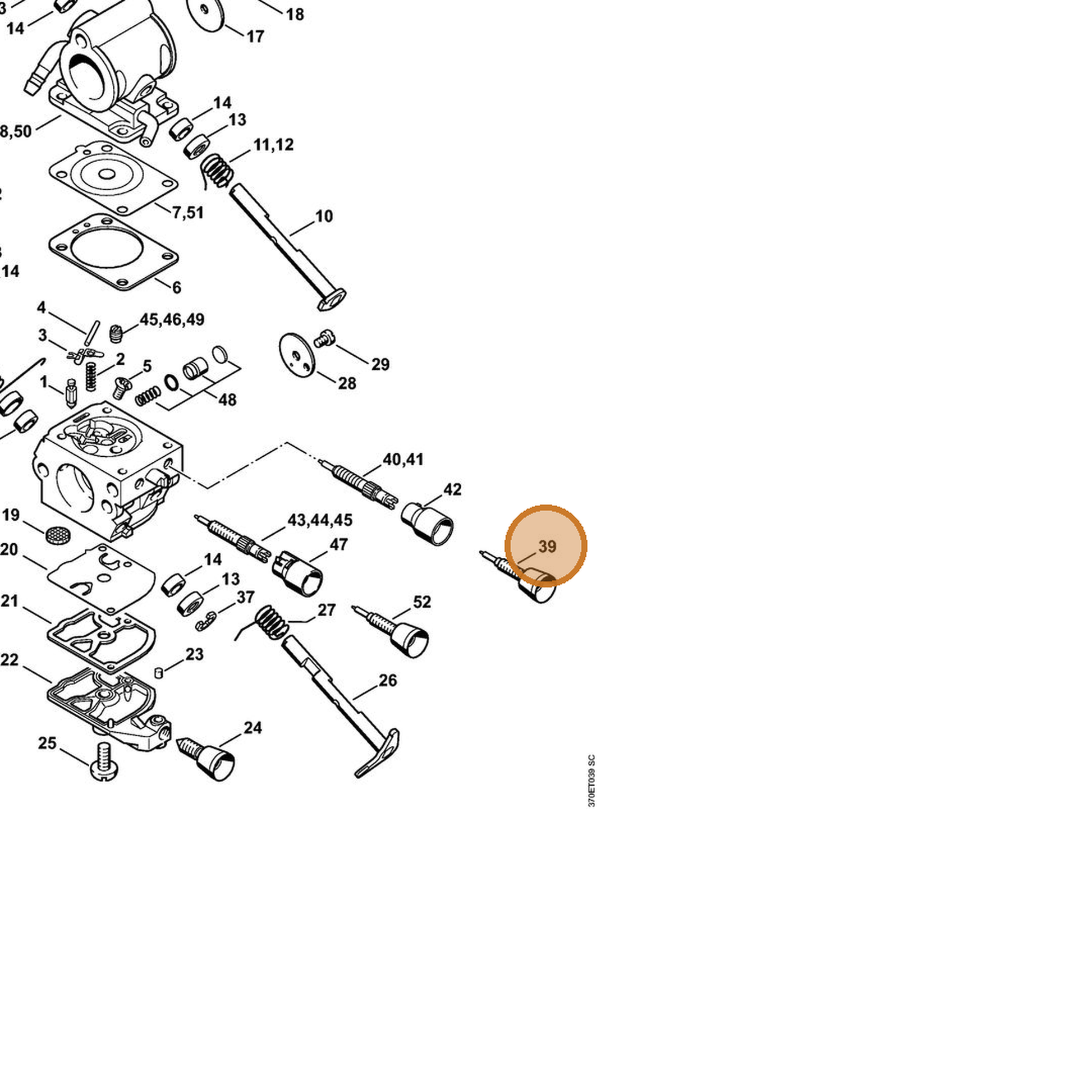 STIHL part 4238-122-6800 — IPL diagram snippet (6x zoom, amber highlight)