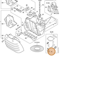 STIHL part 4238-129-0900 — IPL diagram snippet (6x zoom, amber highlight)