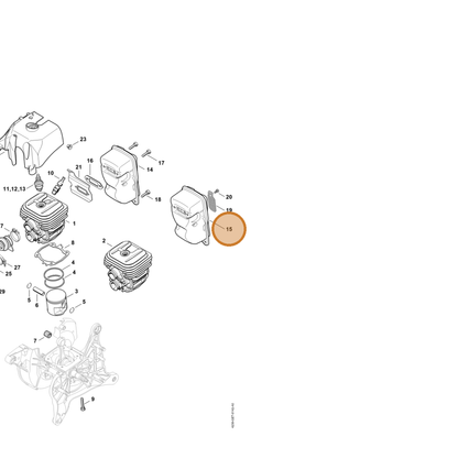 STIHL part 4238-140-0611 — IPL diagram snippet (6x zoom, amber highlight)