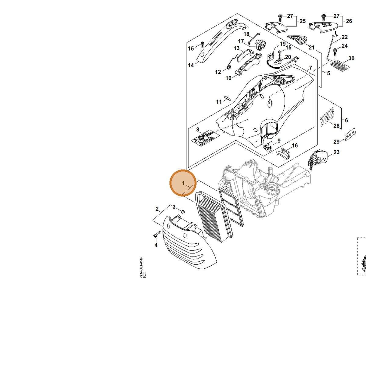 STIHL part 4238-140-4404 — IPL diagram snippet (6x zoom, amber highlight)