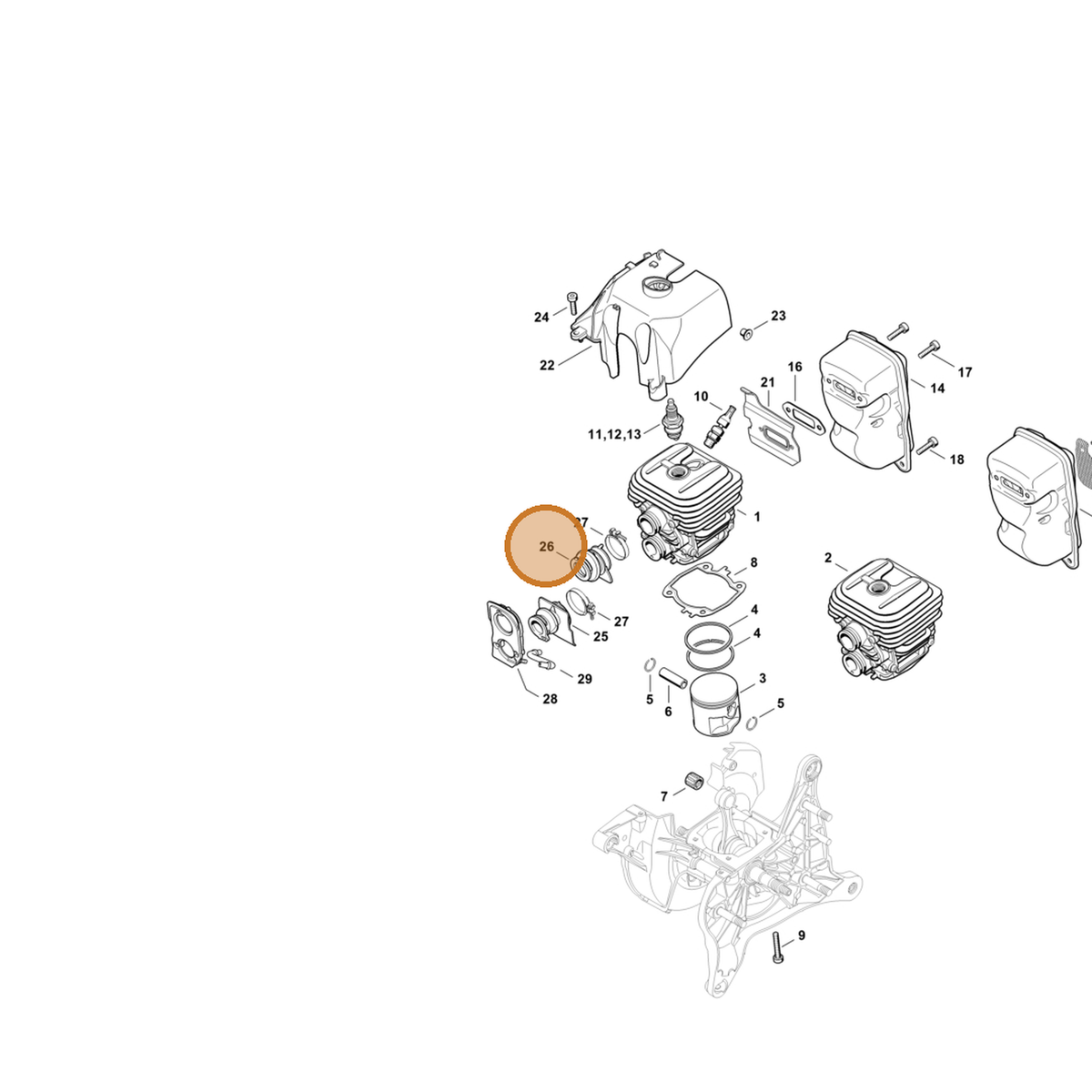STIHL part 4238-141-2202 — IPL diagram snippet (6x zoom, amber highlight)