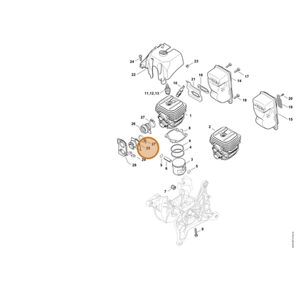 STIHL part 4238-141-2203 — IPL diagram snippet (6x zoom, amber highlight)