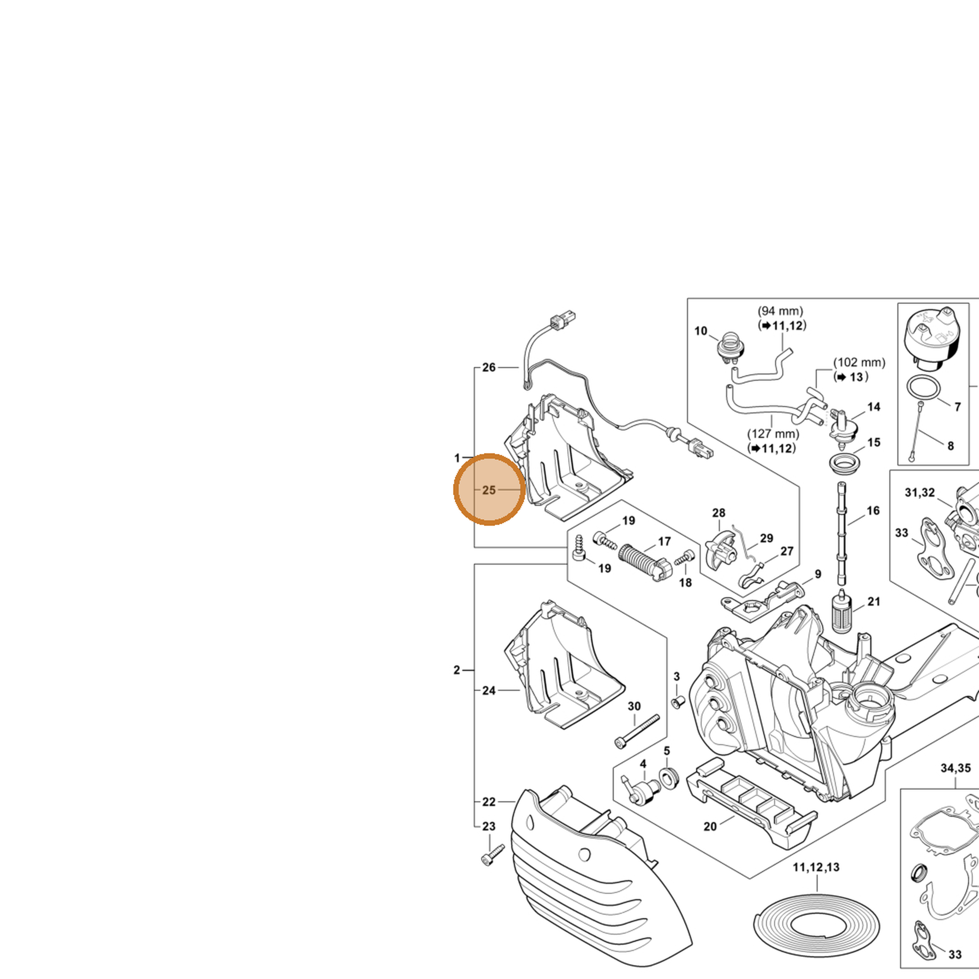 STIHL part 4238-141-6301 — IPL diagram snippet (6x zoom, amber highlight)
