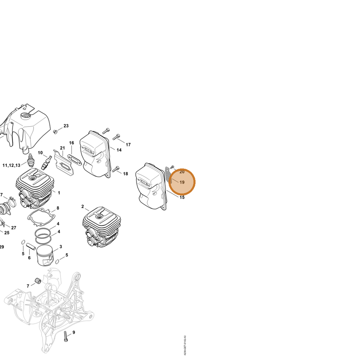 STIHL part 4238-141-9000 — IPL diagram snippet (6x zoom, amber highlight)