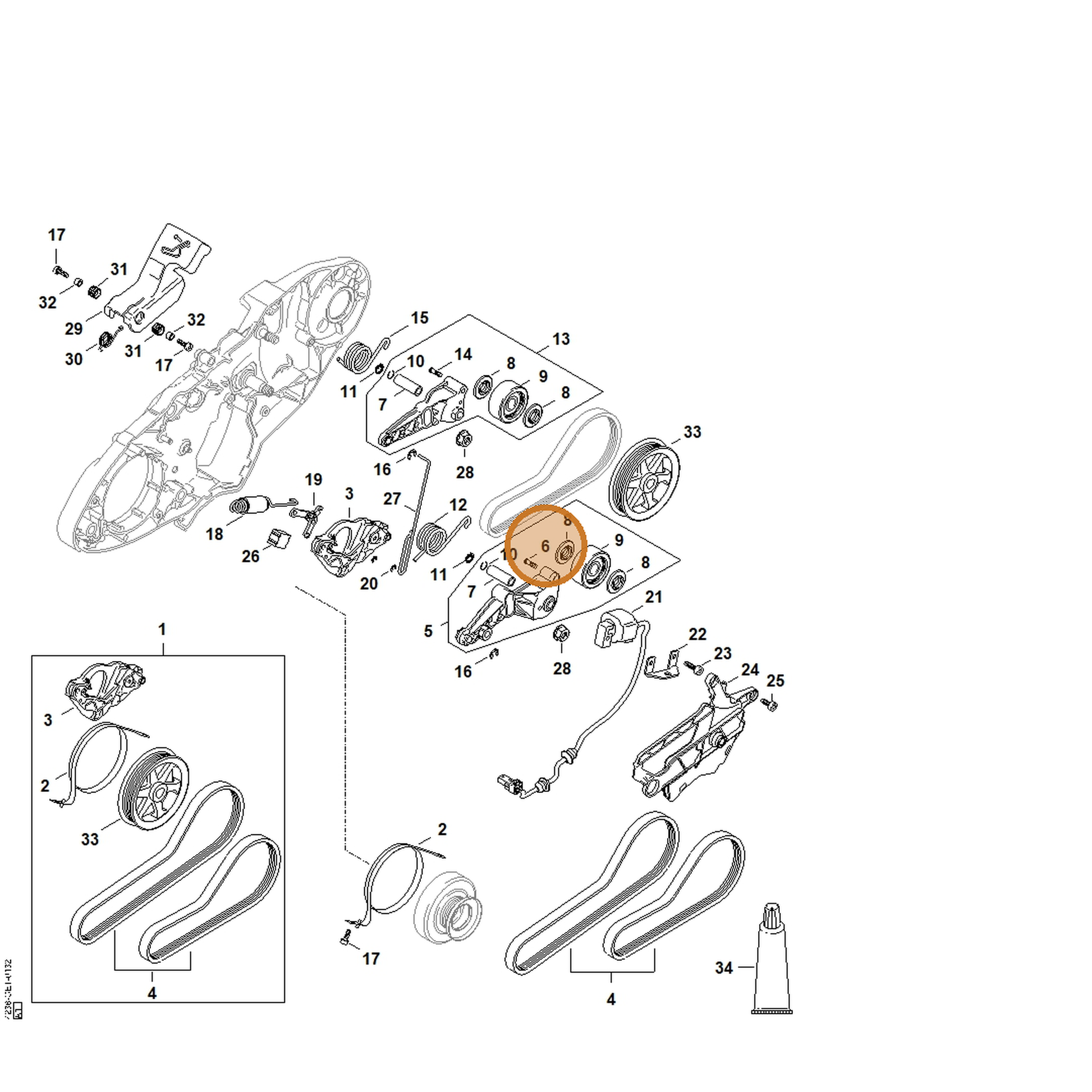 STIHL part 4238-162-5203 — IPL diagram snippet (6x zoom, amber highlight)
