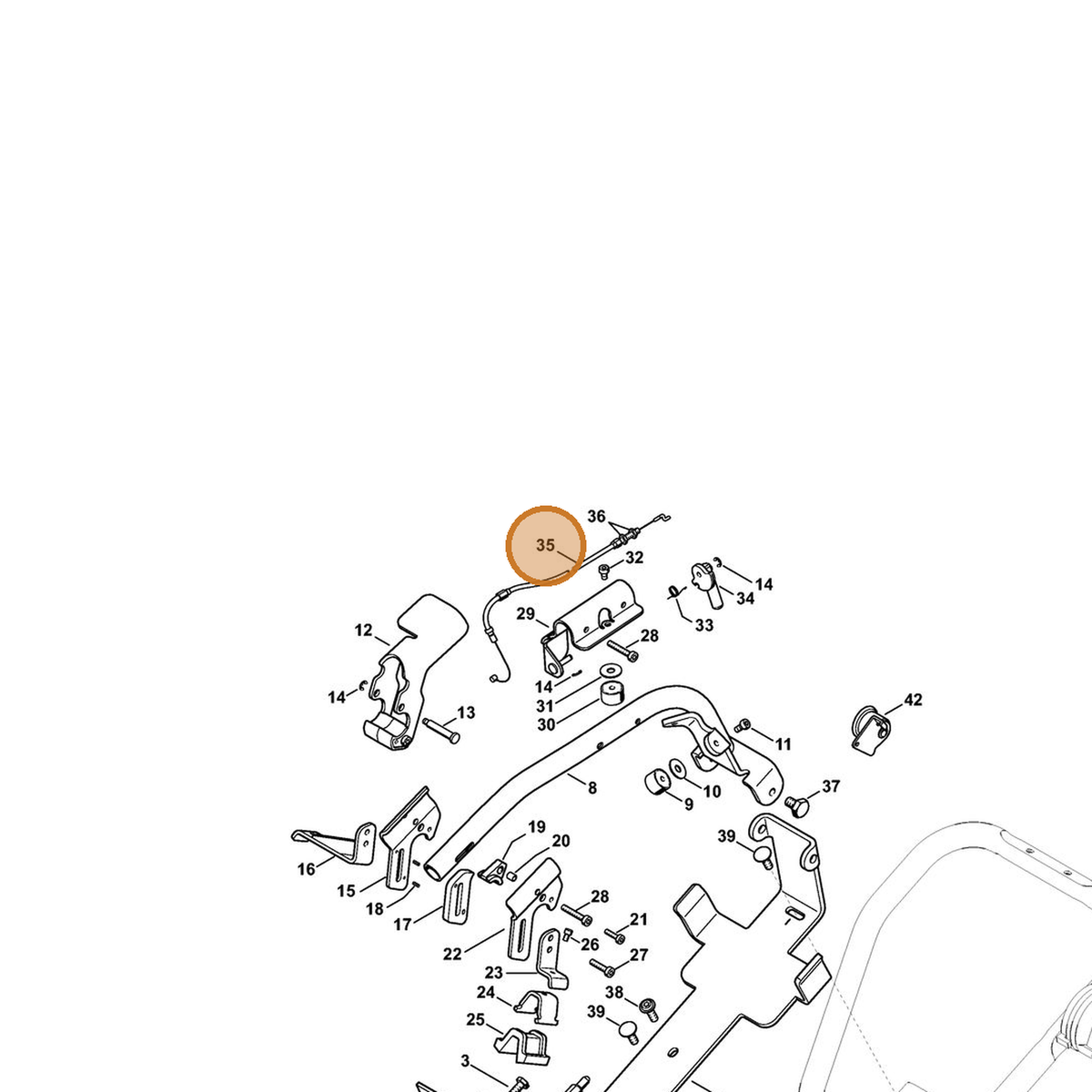 STIHL part 4238-180-1101 — IPL diagram snippet (6x zoom, amber highlight)