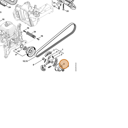 STIHL part 4238-195-0600 — IPL diagram snippet (6x zoom, amber highlight)