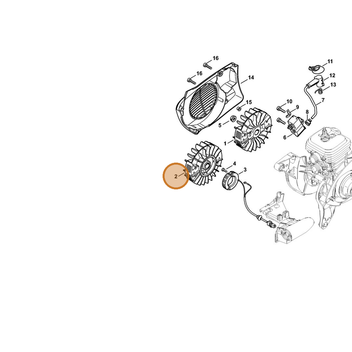STIHL part 4238-400-1201 — IPL diagram snippet (6x zoom, amber highlight)