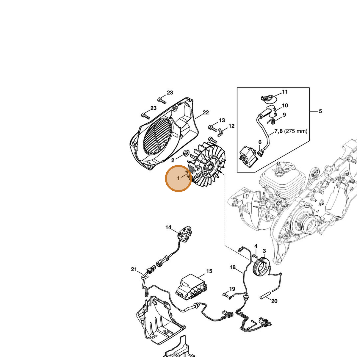 STIHL part 4238-400-1204 — IPL diagram snippet (6x zoom, amber highlight)