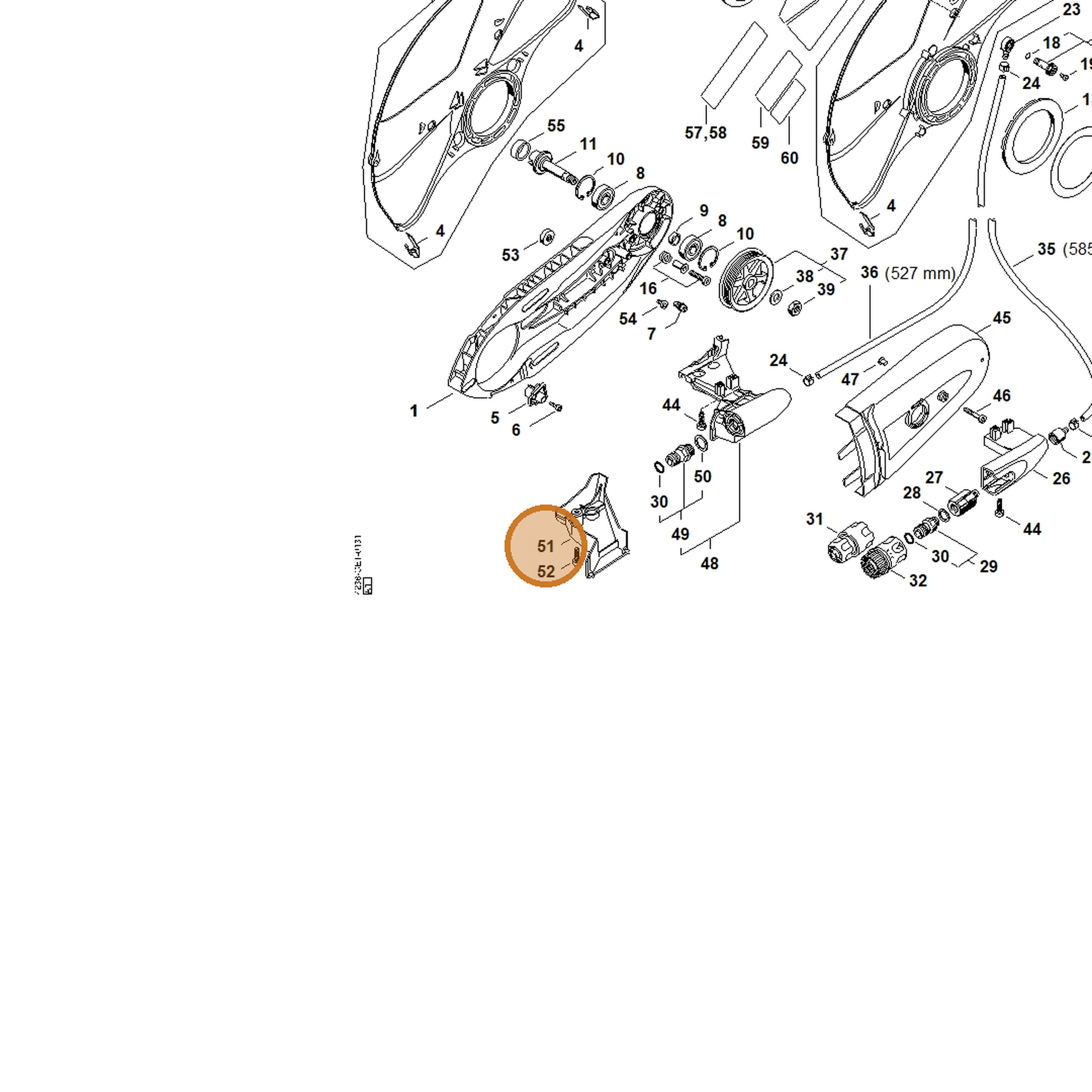 STIHL part 4238-403-2200 — IPL diagram snippet (6x zoom, amber highlight)