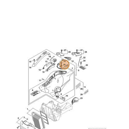 STIHL part 4238-435-6001 — IPL diagram snippet (6x zoom, amber highlight)