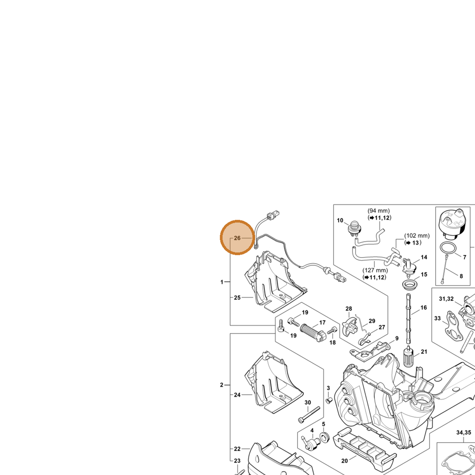 STIHL part 4238-440-1101 — IPL diagram snippet (6x zoom, amber highlight)