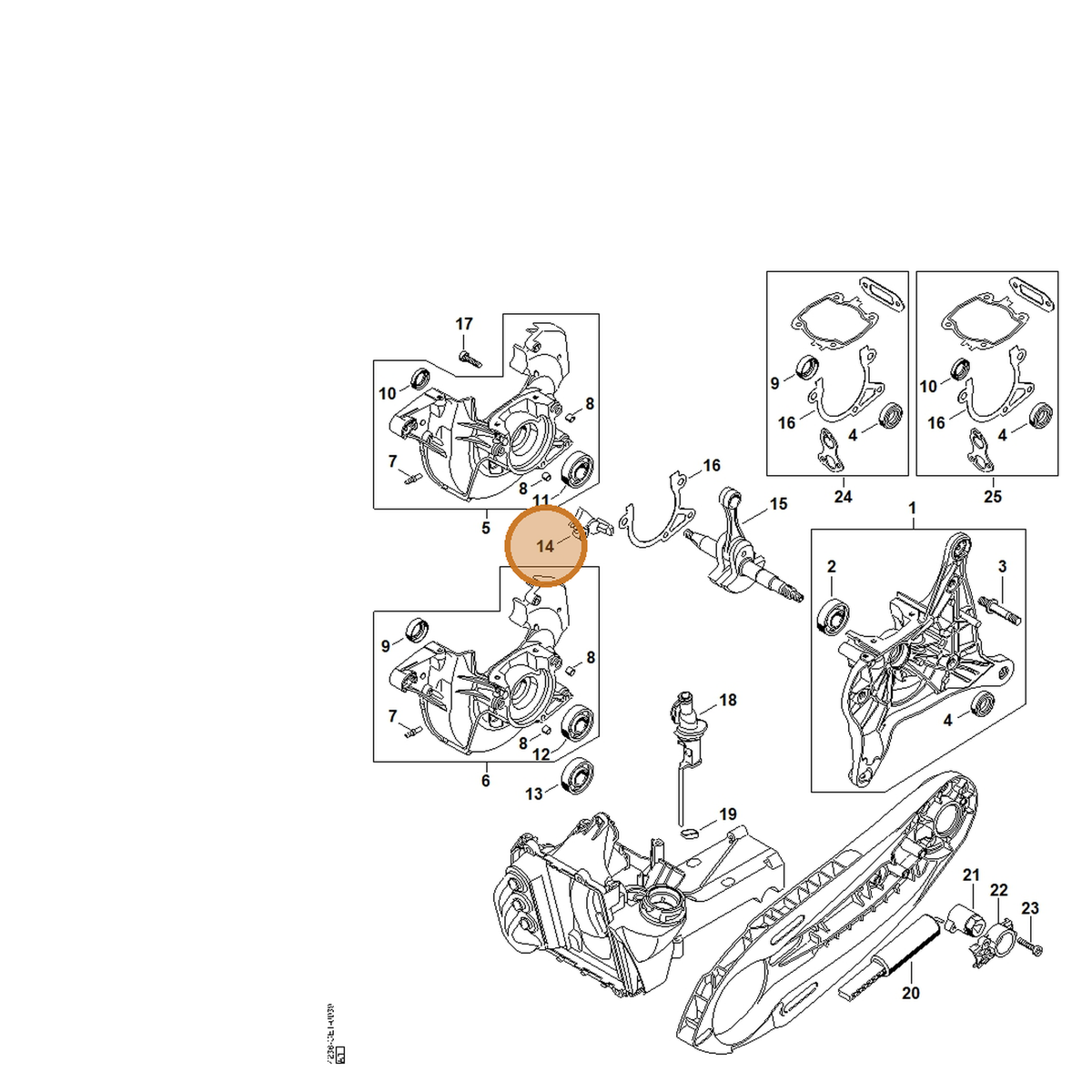 STIHL part 4238-448-1200 — IPL diagram snippet (6x zoom, amber highlight)