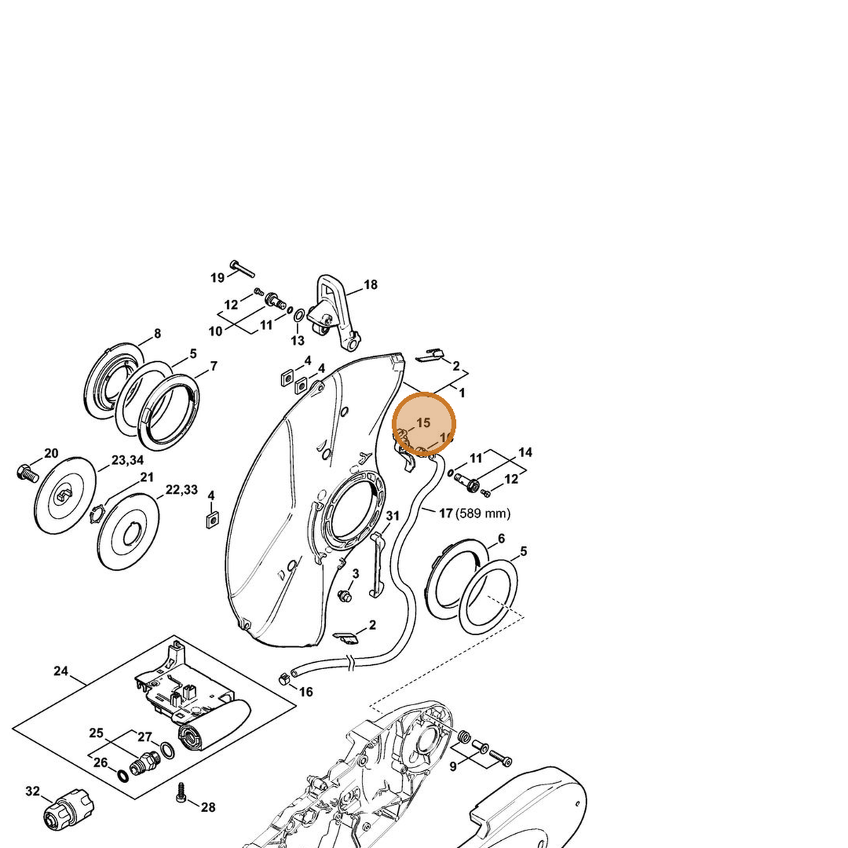 STIHL part 4238-677-8203 — IPL diagram snippet (6x zoom, amber highlight)