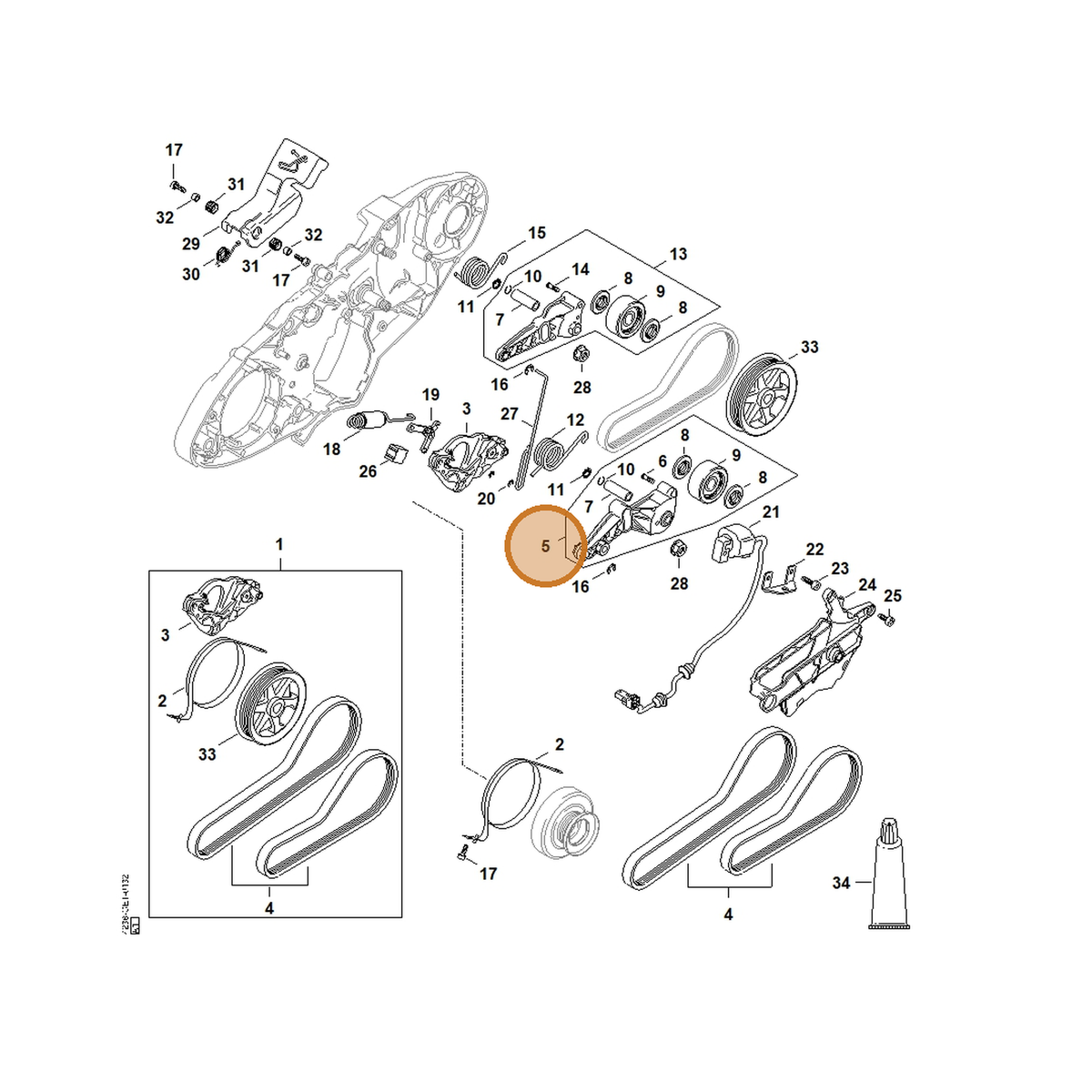 STIHL part 4238-690-0600 — IPL diagram snippet (6x zoom, amber highlight)