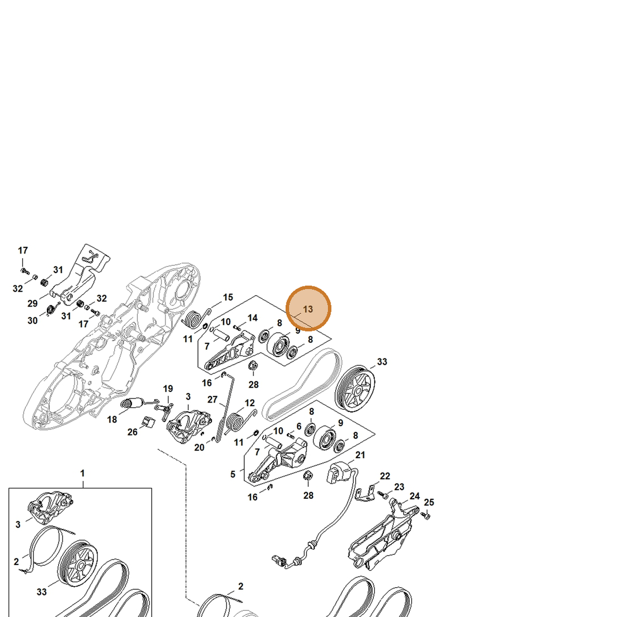 STIHL part 4238-690-0601 — IPL diagram snippet (6x zoom, amber highlight)